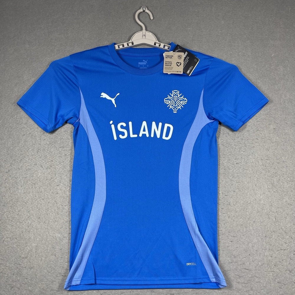 Iceland Soccer Jersey Mens Small Blue KSI ISLAND National Football Team Kit Puma